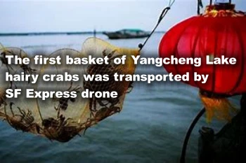 陽城湖毛ガニの最初のバスケットはSF Expressドローンで輸送されました